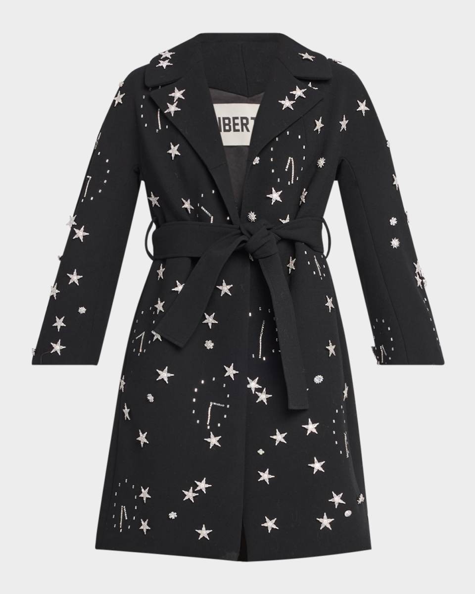 Vienna Space Time Embellished Wrap Coat